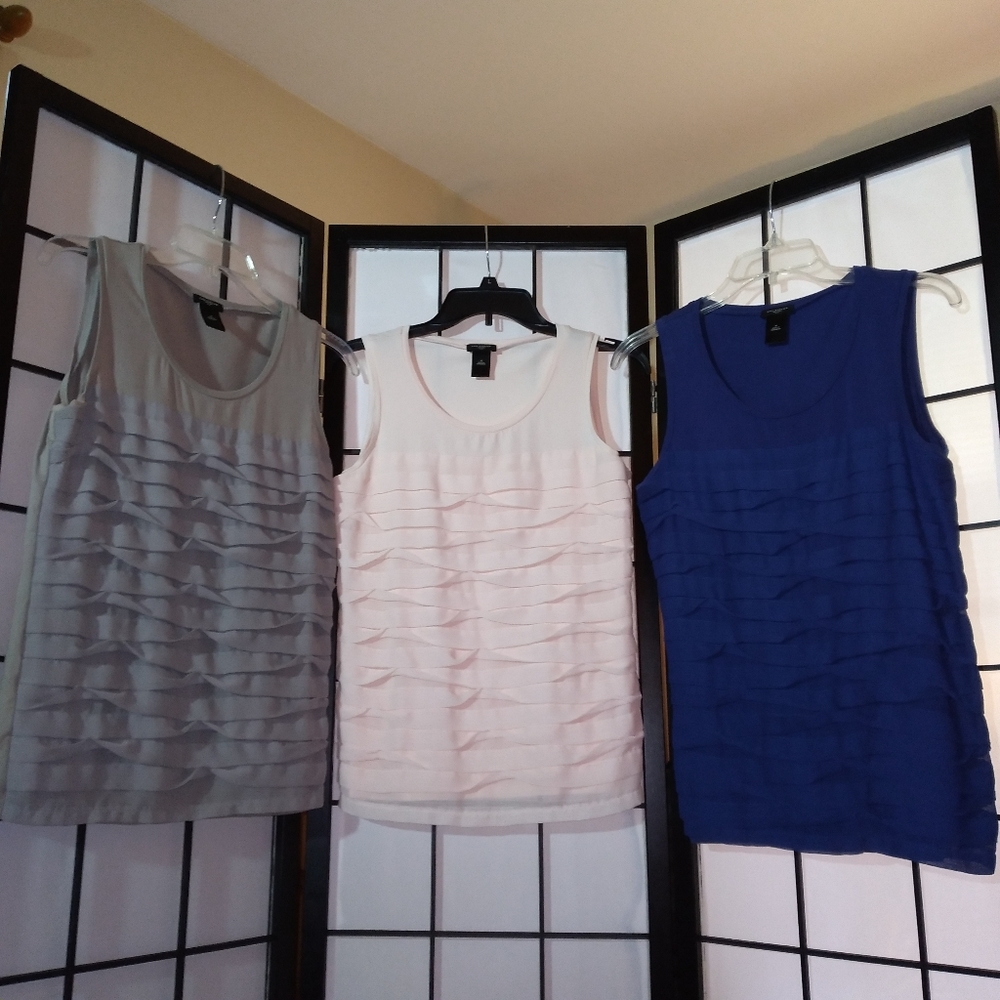 35A. Ann Taylor [Est 1954] 3 Sleeveless Shells - seldom worn